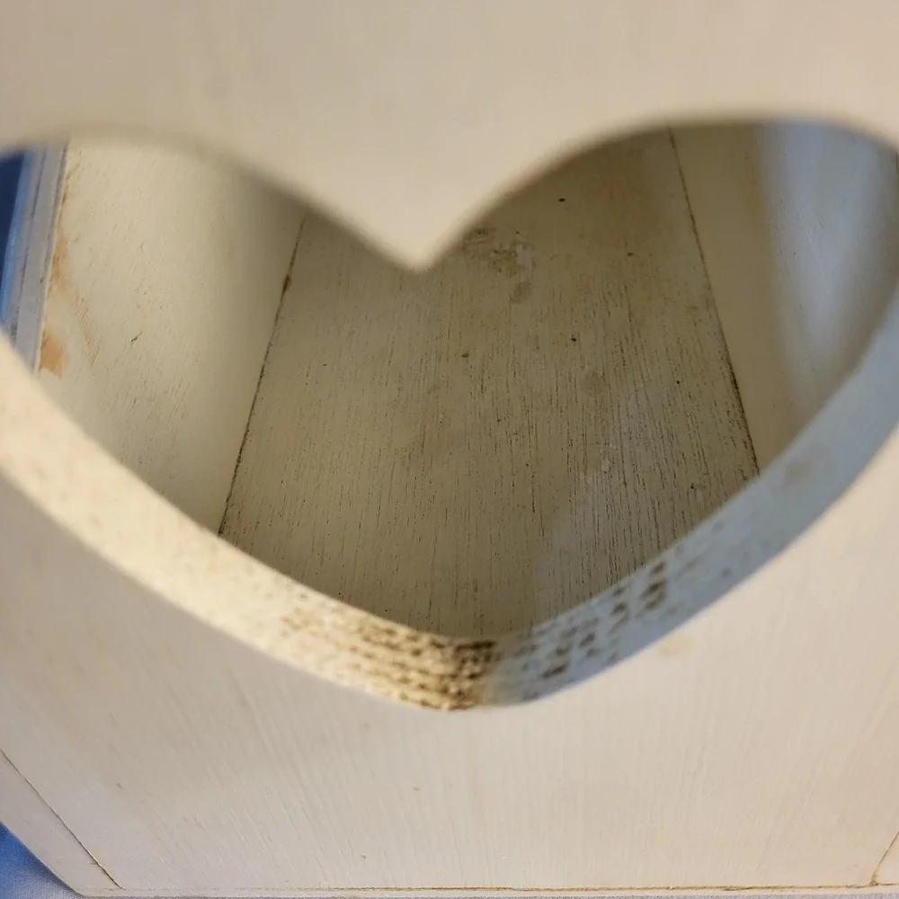 Vintage Handpainted Wooden Caddy Hearts Cottagecore 12